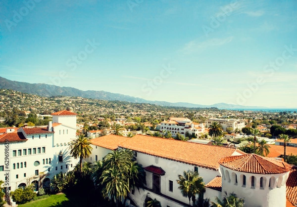 Fototapeta church town aerial
