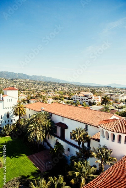 Fototapeta church town aerial