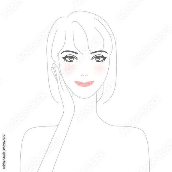 Fototapeta 手に顔を添える女性