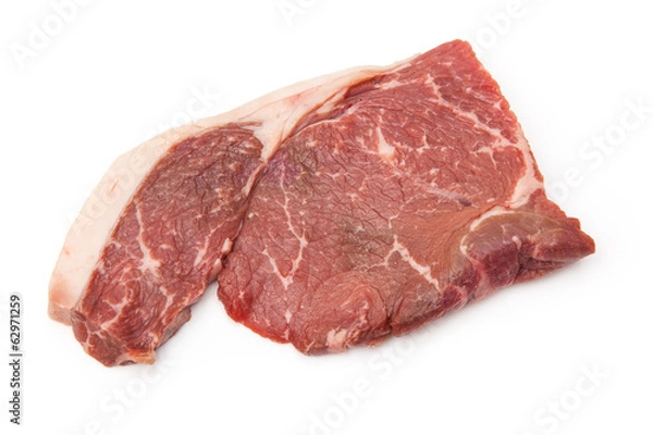 Obraz Aged rump steak isolated on a white studio background.