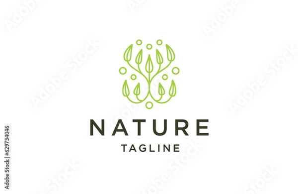 Fototapeta Nature leaf logo design template flat vector