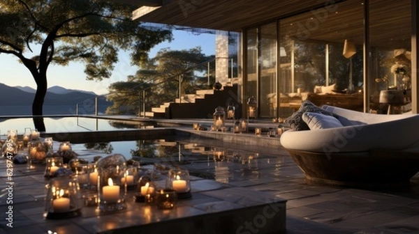 Fototapeta Captivating Waterways: Embracing scenic beauty and architectural marvels along picturesque rivers, canals, and seas, generative AI