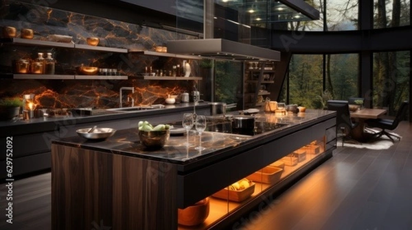 Fototapeta Savory Delights: Indulge in a Delectable Spread at our Flavorful Buffet & Grill, generative AI