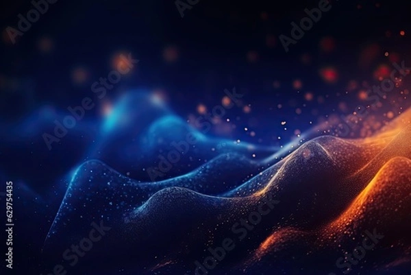 Obraz Radiant Particle Dance: Abstract Glowing Wave Background (Generative AI)