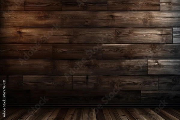 Obraz Elegant Ebony: Dark Wood Texture Background (Generative AI)