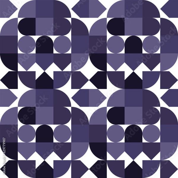 Fototapeta Geometric Mosaic Abstract Pattern Decorative Ornament Background Wall Vector Illustration Dark Blue