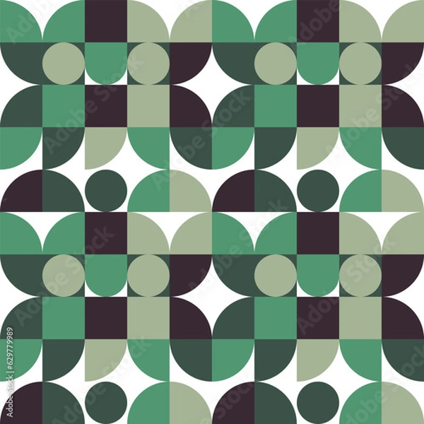 Fototapeta Geometric Mosaic Abstract Pattern Decorative Ornament Background Wall Vector Illustration Dark Green
