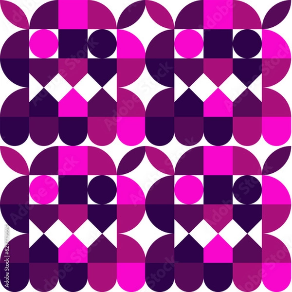 Fototapeta Geometric Mosaic Abstract Pattern Decorative Ornament Background Wall Vector Illustration Dark Purple Pink