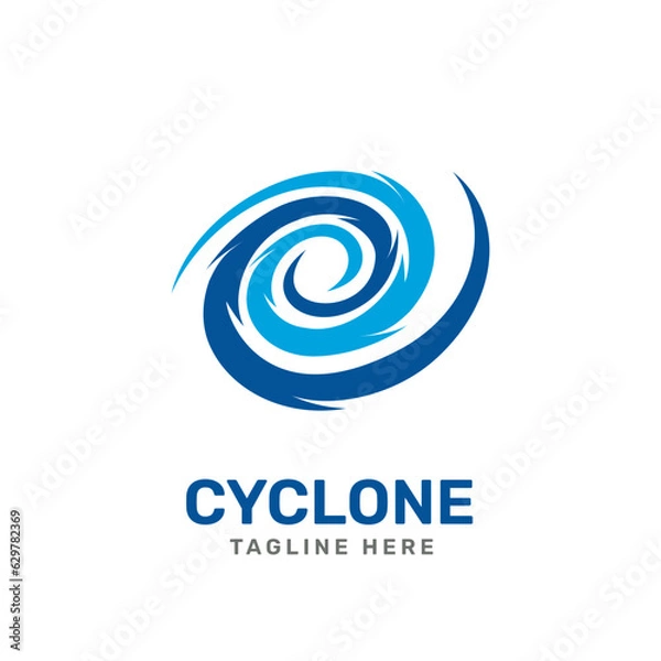 Fototapeta Minimalistic hurricane logo template isolated white background, modern logotype concept for business identity. Vector illustration