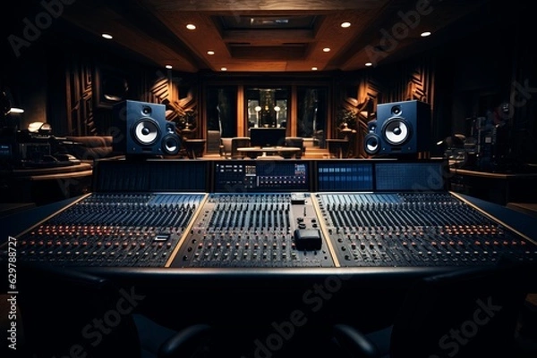 Fototapeta Recording Studio Control Room, Generative AI