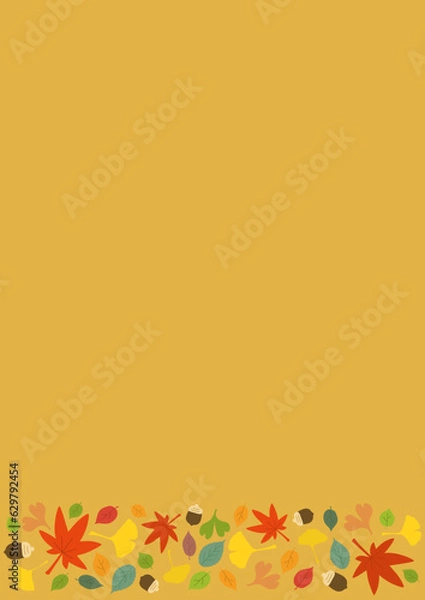 Obraz 秋の紅葉と銀杏のフレームイラスト素材