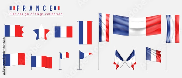 Fototapeta France flag, flat design of flags collection