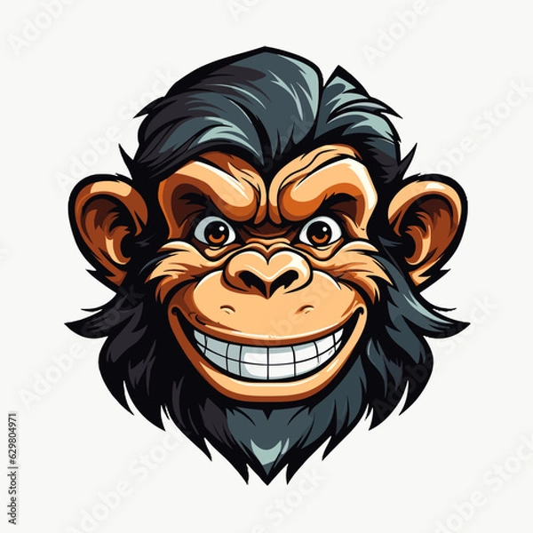 Obraz Smiling monkey head mascot logo vector