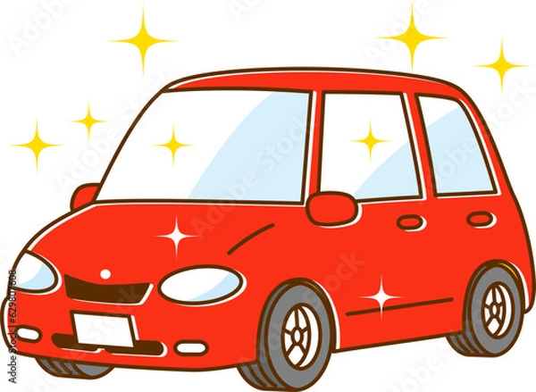 Obraz ピカピカに輝く洗車したばかりの赤い自動車