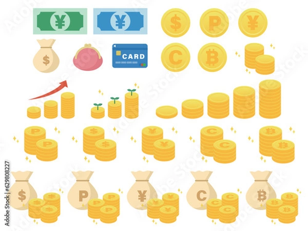 Obraz コイン・お金のアイコンセット