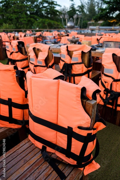 Obraz Life jacket on the boat