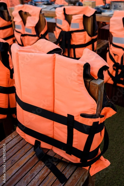 Obraz Life jacket on the boat