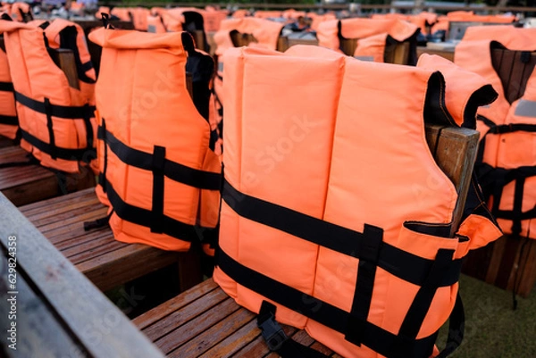 Obraz Life jacket on the boat