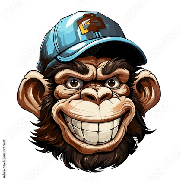 Obraz Smiling monkey head mascot logo vector