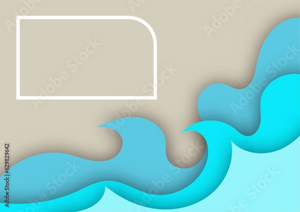 Fototapeta Abstract paper cut background with wavy layers