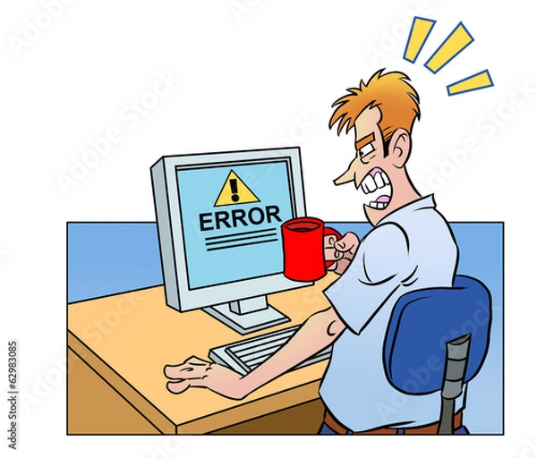 Obraz Anger businessman with blue screen error