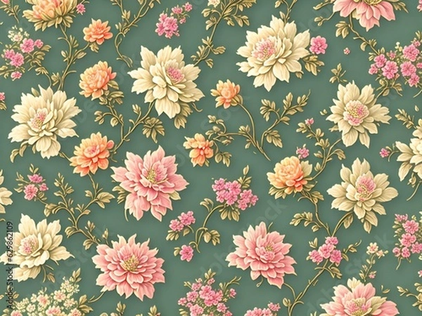 Obraz Vintage Floral Pattern, Generative AI Illustration