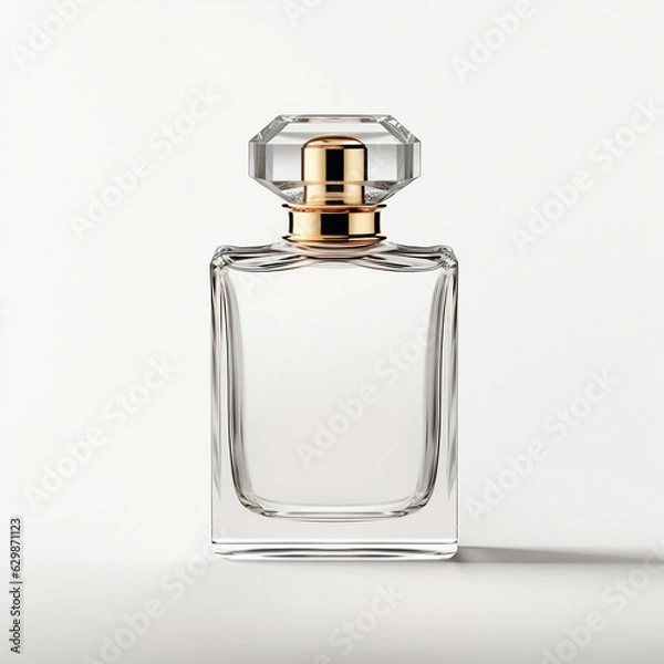 Fototapeta Empty perfume bottle mockup, white background. AI Generated Image