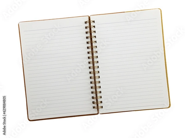 Fototapeta Blank open notebook isolated on transparent background, PNG.