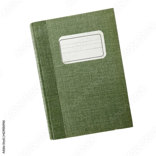 Fototapeta green notebook isolated on transparent background, PNG.