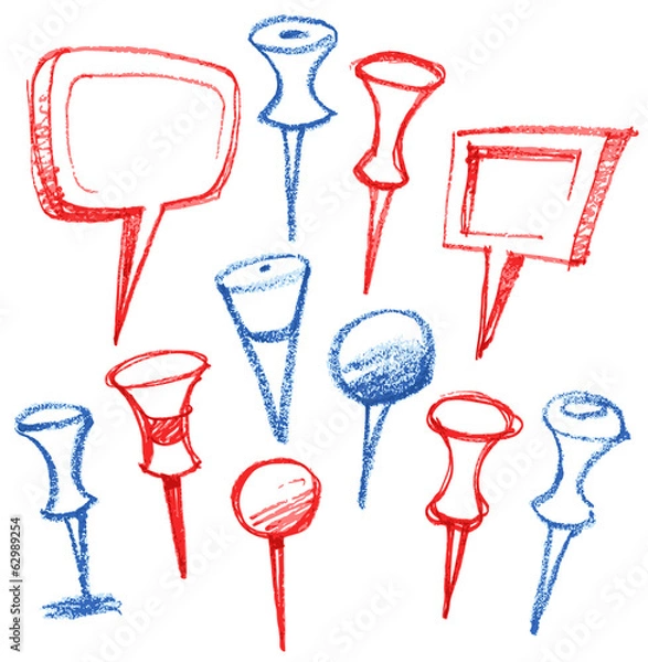 Fototapeta Set of hand drawn map pointers.