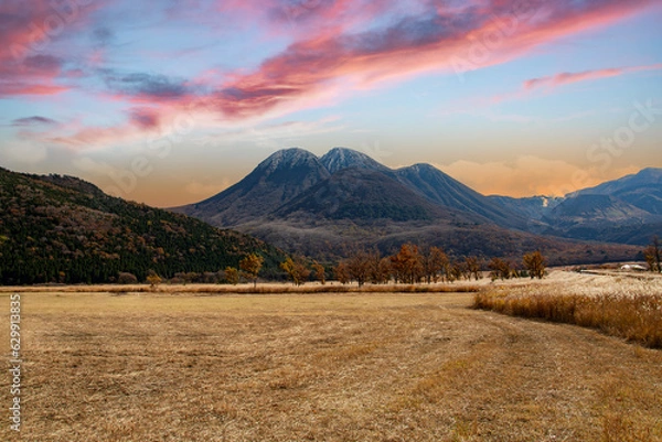 Obraz 夕焼けと九重連山