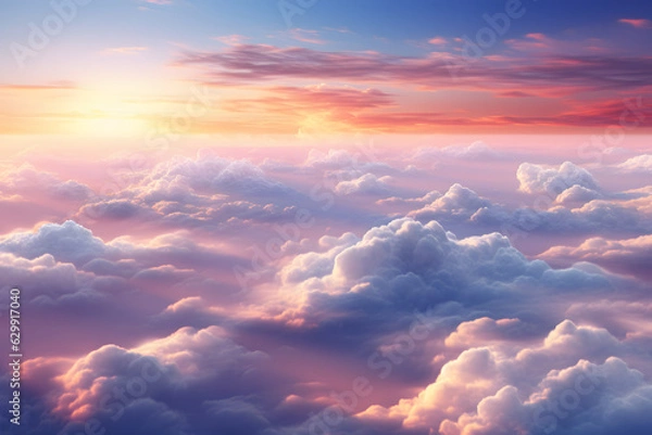 Fototapeta Breathtaking view over purple and pink clouds ai generated art. 