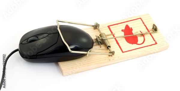 Obraz conceptual - computer criminal cought - mouse in a mouse trap