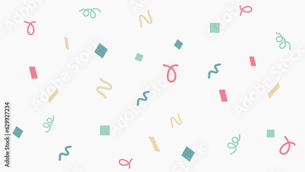 Fototapeta 紙吹雪とリボンの背景　 
背景白色