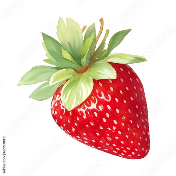 Fototapeta Watercolor strawberry isolated on transparent background. Ai generate.