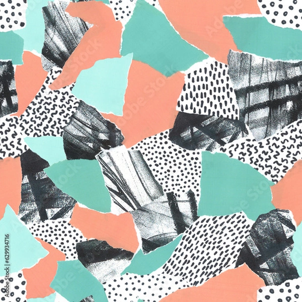 Obraz Abstract paper collage of retro 80's Memphis patterns