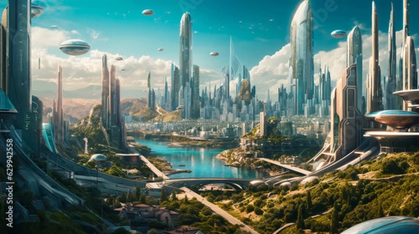 Fototapeta Beyond Tomorrow: A National Geographic Exploration of a Techno-Apocalyptic City Park