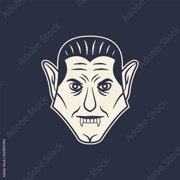 Fototapeta Vampire icon. Sticker design. Vampire head. Print for t-shirt, typography. Vector illustration