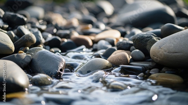Obraz pebbles in the river macro photo