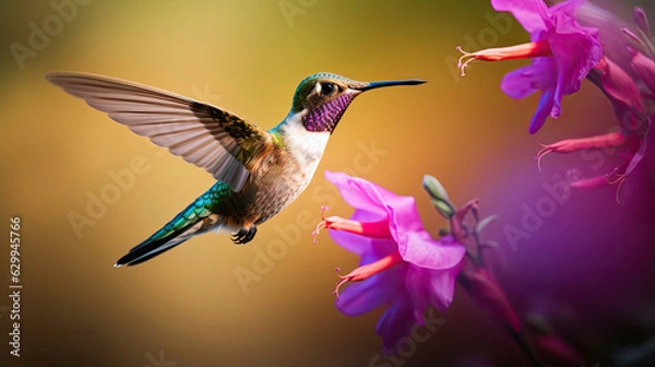 Fototapeta hummingbird in flight macro photo