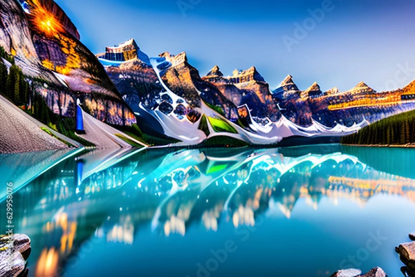 Fototapeta landscape with mountains. Generative AI