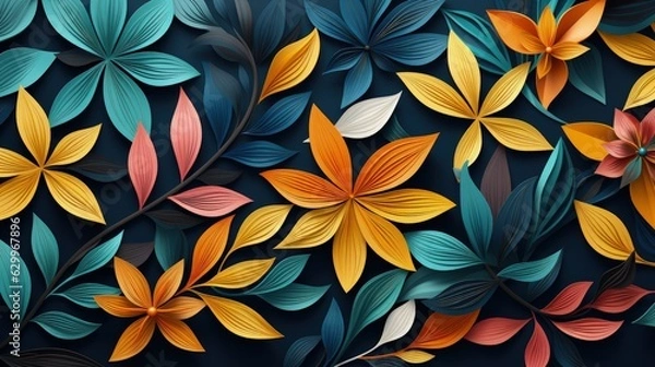 Obraz Abstract Foliage Line Art Vector Background