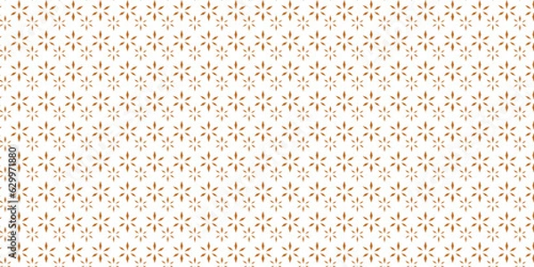 Fototapeta Golden vector seamless pattern with small diamond shapes, floral silhouettes. Simple texture. 