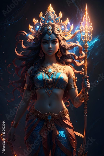 Obraz Hindu Mythologyi Goddess Durga with Trident