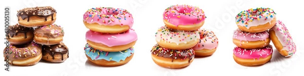 Obraz piles of glazed donuts isolated on transparent background