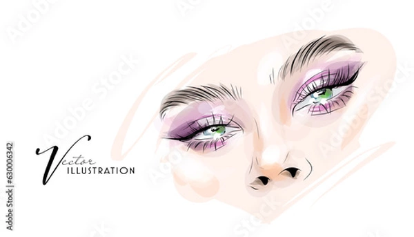 Obraz Bright eye makeup, hand drawn in vector format.