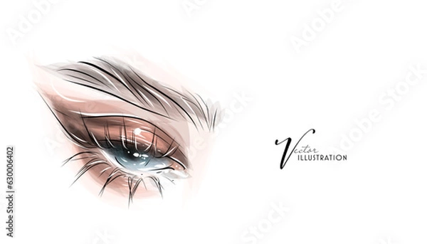 Obraz Bright eye makeup, hand drawn in vector format.