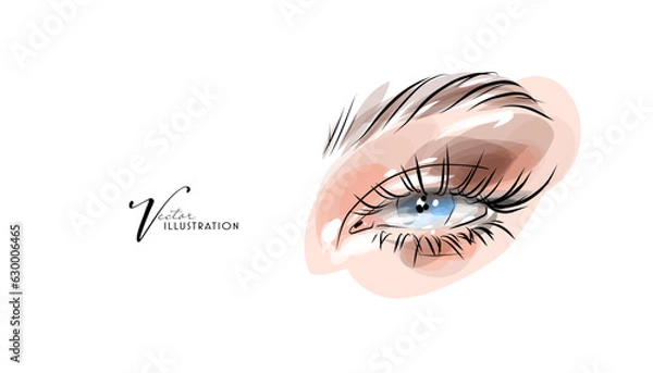 Obraz Bright eye makeup, hand drawn in vector format.