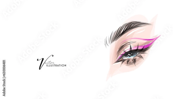 Obraz Bright eye makeup, hand drawn in vector format.