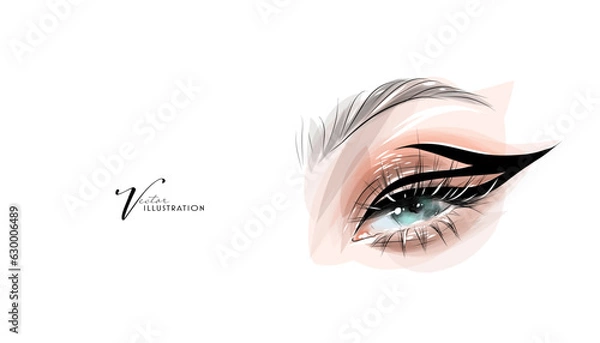 Obraz Bright eye makeup, hand drawn in vector format.